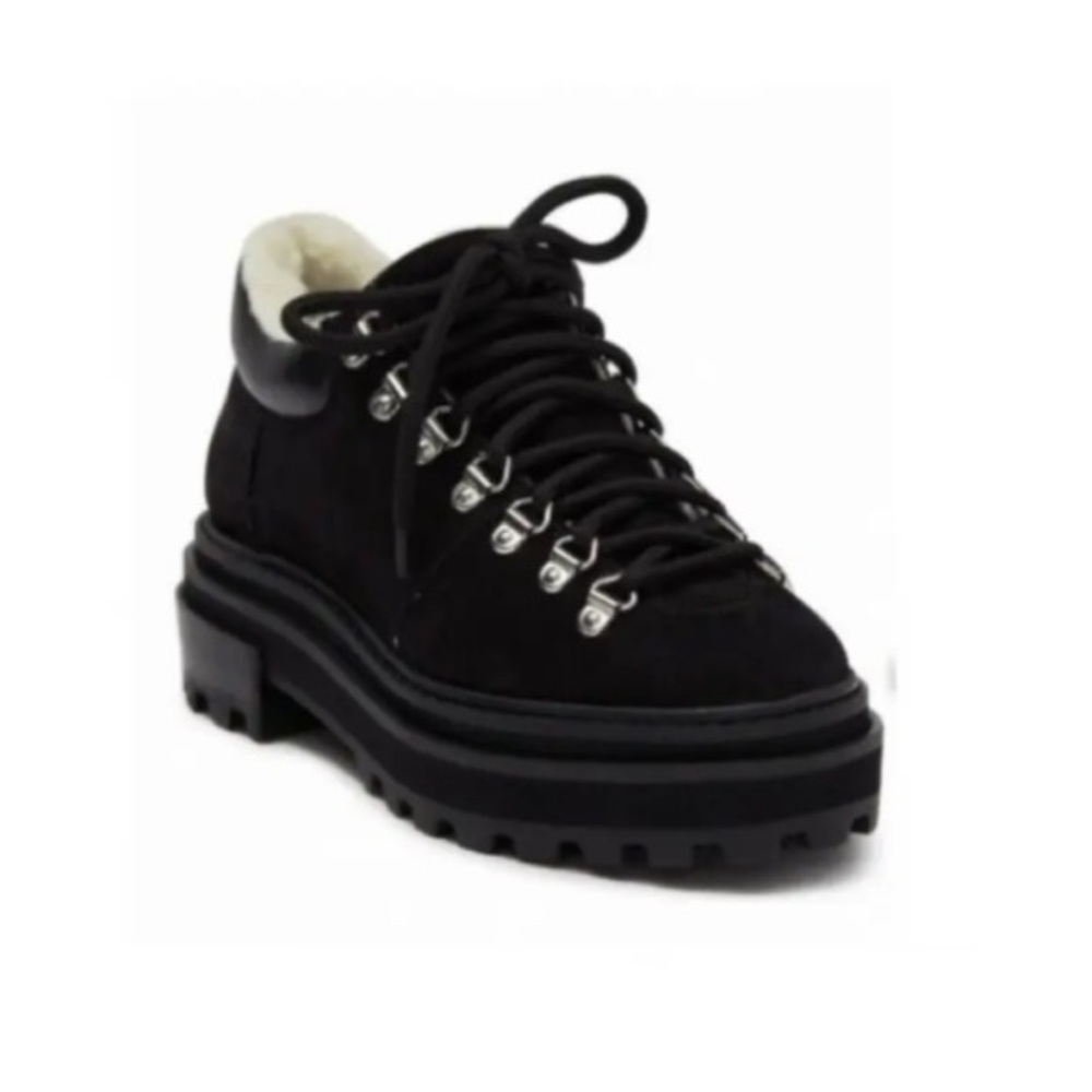 Schutz Lucille Ankle Boots Black Lace-Up Platform Boots Shoes